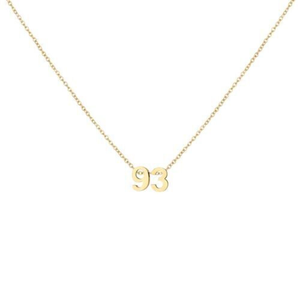 6372 18K Gold Plated Number 93 Necklace Dainty Pendant Chain Necklace